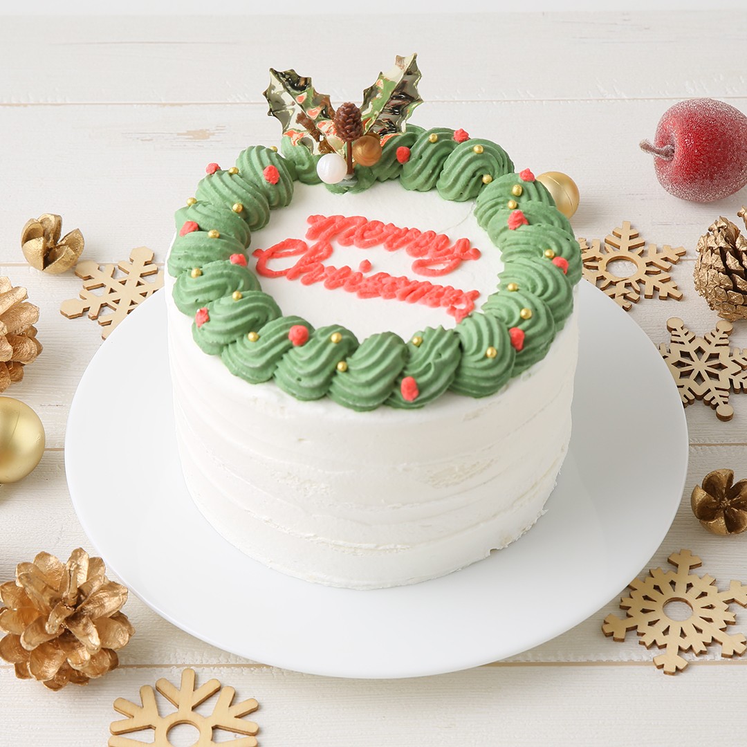 【cake.jp限定】【2021クリスマスケーキ】【センイルケーキ】リースがかわいいセンイルケーキ 4号 クリスマス2021