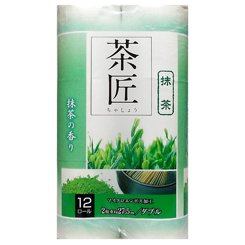 藤枝製紙 トイレットペーパー 香り付き 茶匠 ダブル グリーン 12ロール